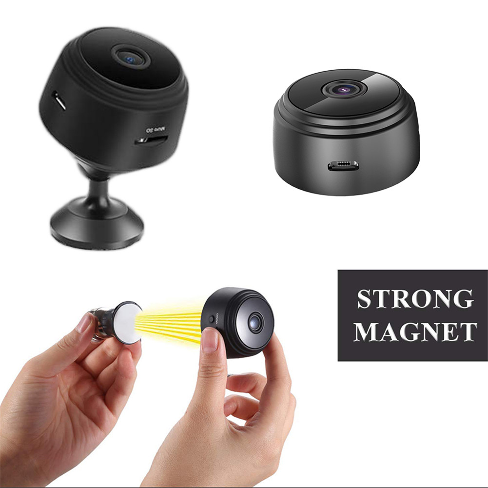 A9 1080p HD Mini Wireless IP -kamera Home Security WiFi Camcorder Nachtsicht Bewegung Erkennungsschleife Video -rekorder - Schwarz