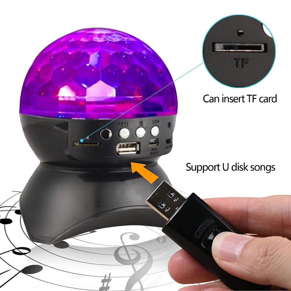 Mini Wireless Bluetooth Speaker with Color Light Support U Disk, TF Card, Aux Input for Home Party, Entertainment - Black