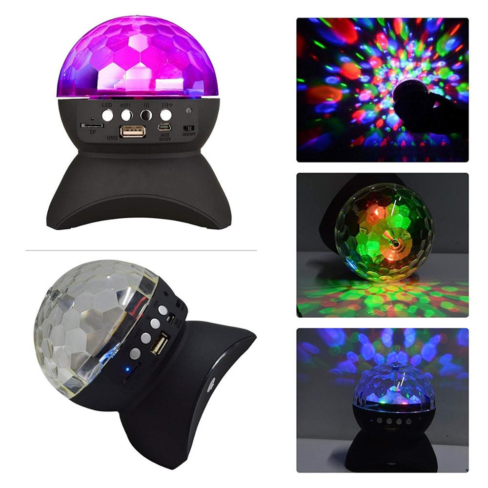 Mini Wireless Bluetooth Speaker with Color Light Support U Disk, TF Card, Aux Input for Home Party, Entertainment - Black