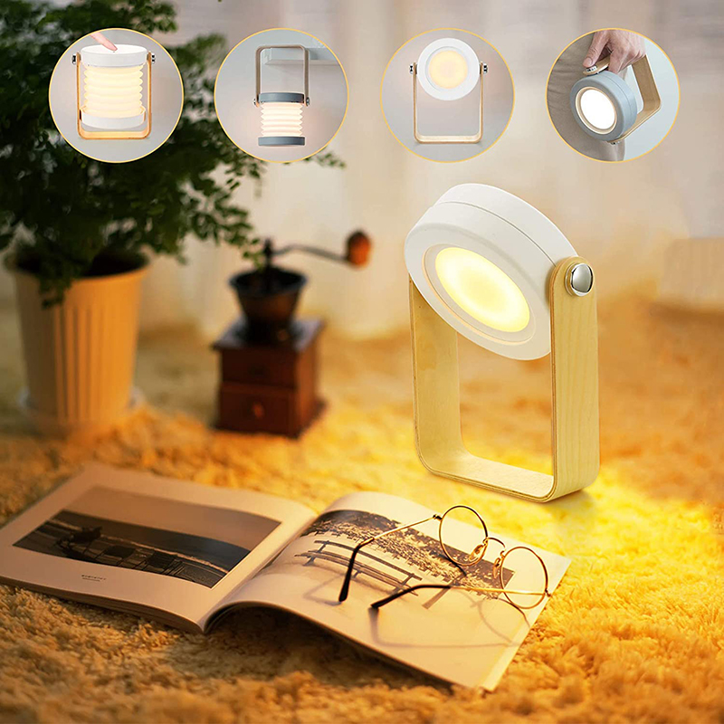 Creative LED Multifunction Camping Travel Lantern Portable Foldable LED Desk Lamp Dimmer Flashlight - White