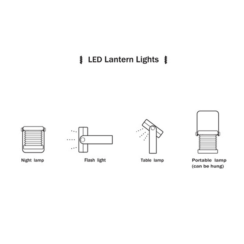 Kreative LED Multifunktion Camping Travel Lantern Tragbare Faltbare LED -schreibtisch Lampe Dimmer Taschenlampe - Weiß