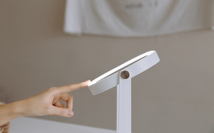 Portable Makeup Mirror with Light and Storage Table Lamp 360 Degree for Angle Adjustment - White-4