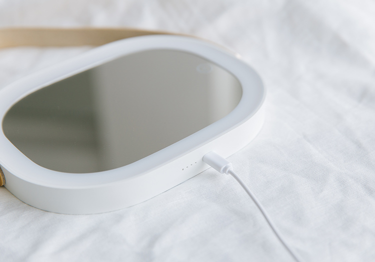 Portable Makeup Mirror with Light and Storage Table Lamp 360 Degree for Angle Adjustment - White-6