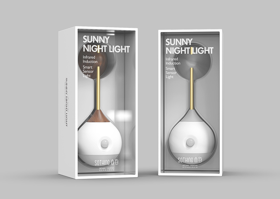 Luz Del Sensor LED Lámpara Creativa de Inducción Luz Nocturna - Blanco/nuez