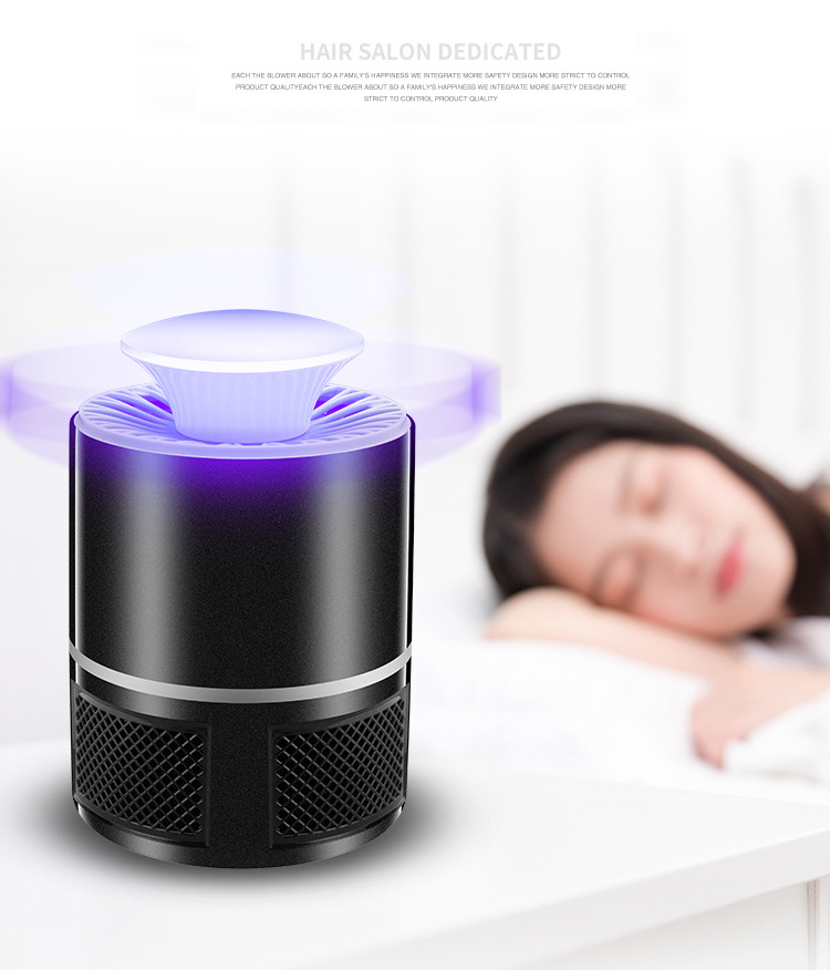 USB Electronic Bug Insect Mosquito Killer Killer Indoor Mosquito Trap Inhalé Lampe - le Noir