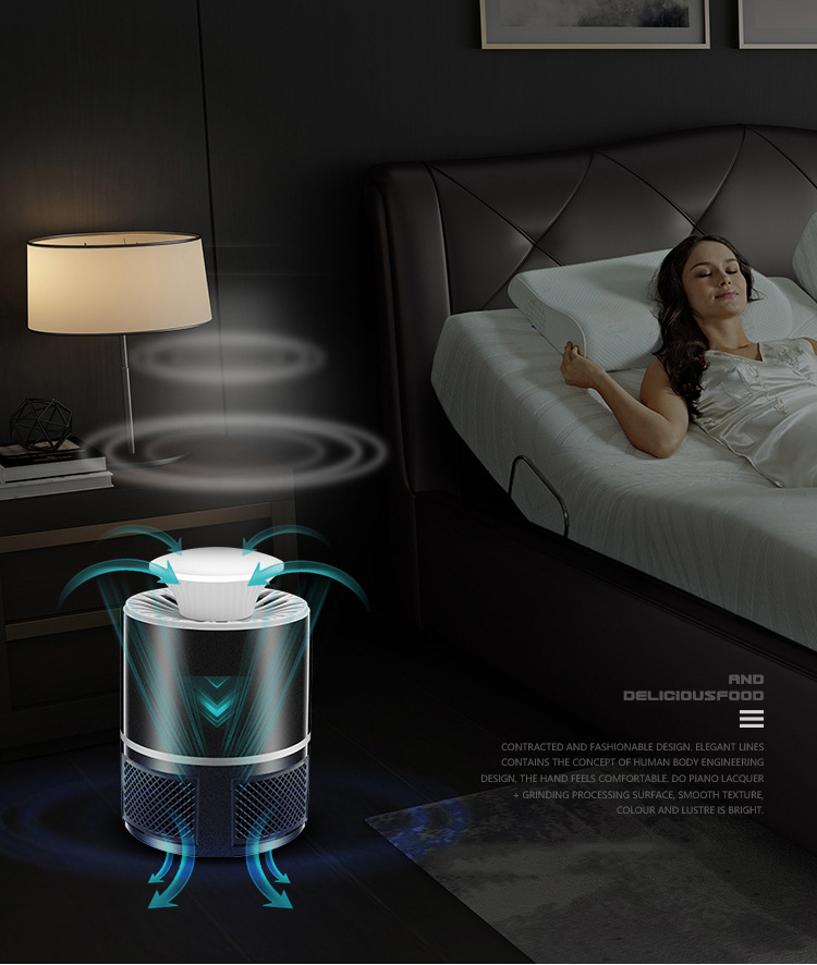 USB Electronic Bug Insect Mosquito Killer Killer Indoor Mosquito Trap Inhalé Lampe - le Noir