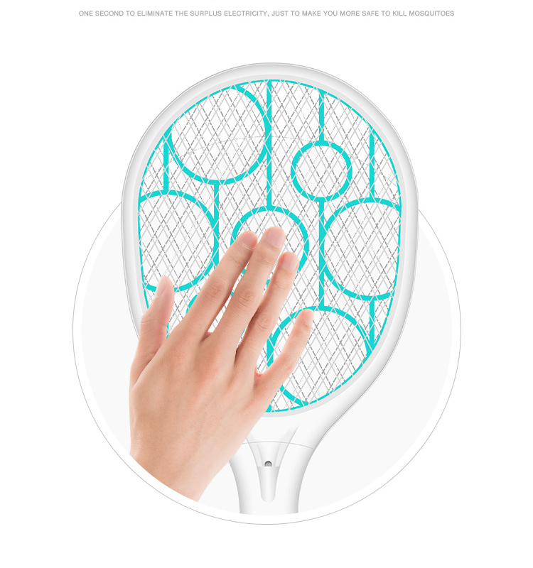 Handheld Rechargeable 3600V Fly Swatter Bug Zapper Avec Lumière LED Pour L'intérieur Et L'extérieur - Bleu