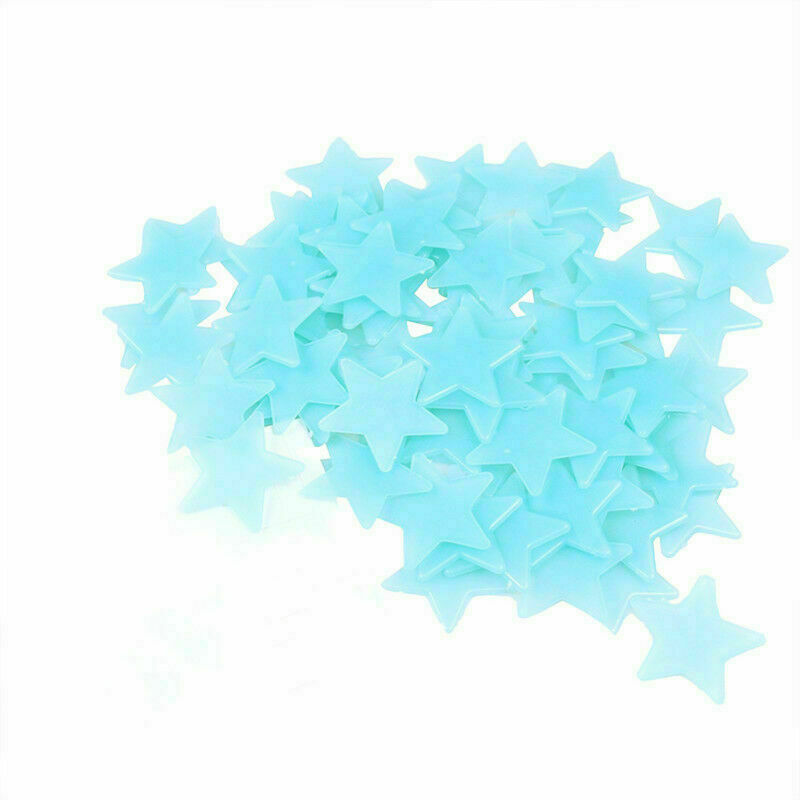 100 Pçs / Set 3d Estrelas Brilham No Escuro Luminoso Luminoso Adesivos De Parede - Multicolorido