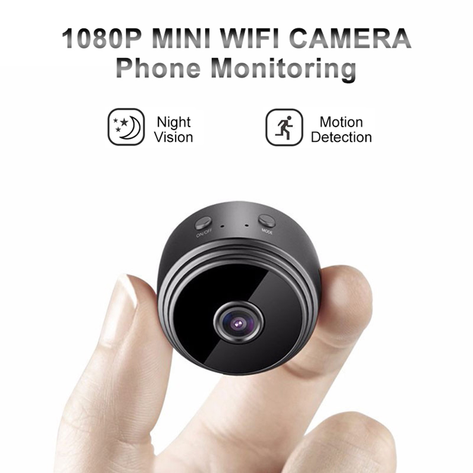 Mini Cámara IP WiFi Wifi Security Security Vigilance Cam HD 1080p Cámara de Visión Nocturna Remota - Negro