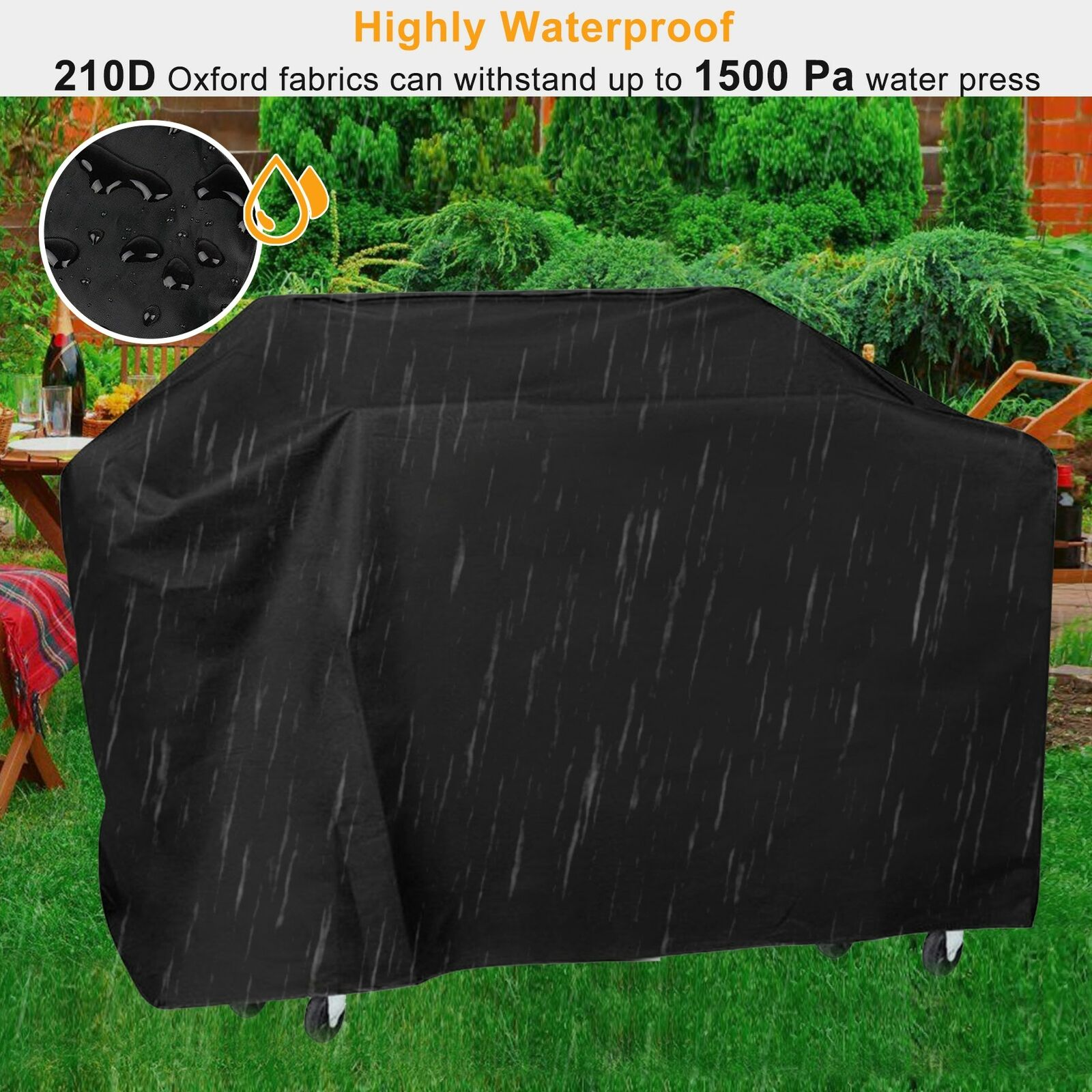 Tapa de Barbacoa Impermeable al Aire Libre Polip Dustproof 210D Oxford Barbacovia Barbacovia Cubierta Protectora - Tamaño XL: 170x117x60cm