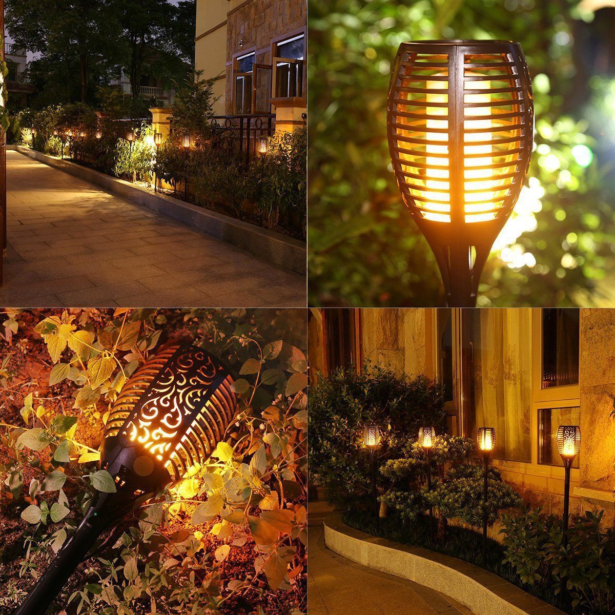 Solar Angetriebener Pfahl Licht Wasserdichte Pfadlichter Außerhalb Des Ornaments Für Terrassen Rasenhof Boden Hinterhof - 33 LEDs / 2 Pcs