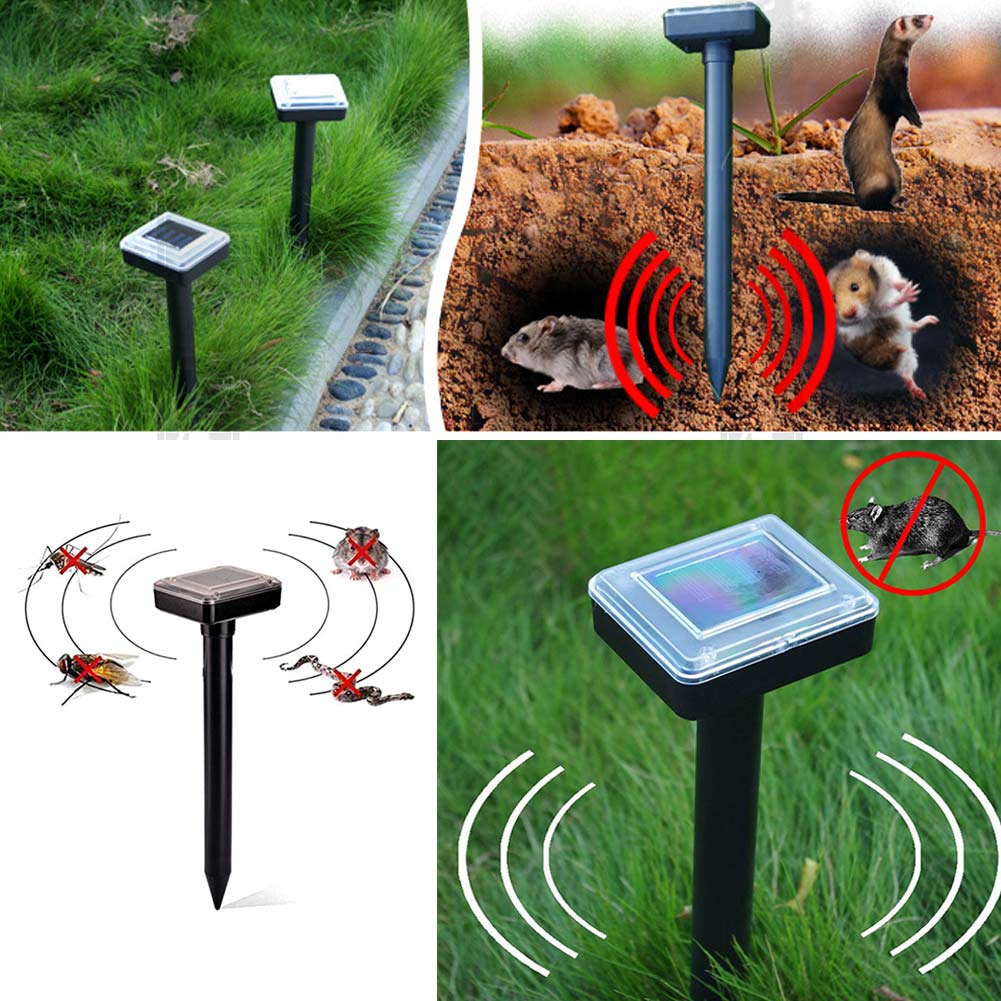 2 Pcs Topi ad Ultrasuoni ad Ultrasuoni Solare Cat Dog Repeller Garden Deterrent Pest Control