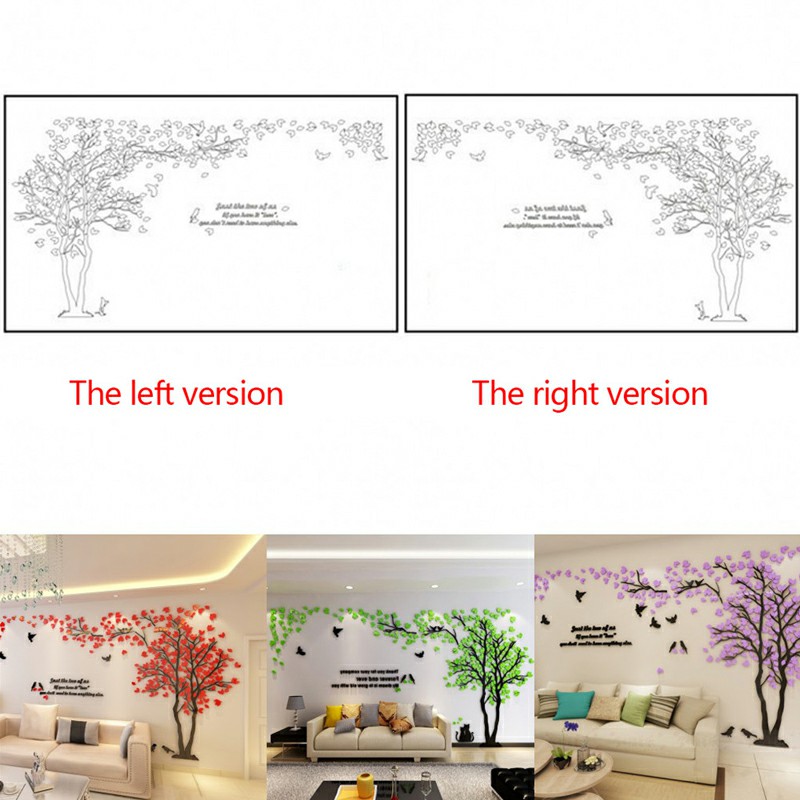 Decoración Del Hogar Del Árbol de Flores en 3D Decoración Diy Pegatina de Pared Decal de Vinilo Mural de Vinilo - Rojo / la Versión Izquierda