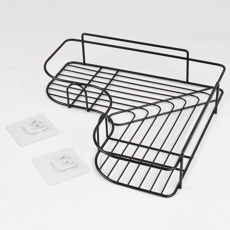 Scaffale Per Doccia Triangolare Bagno Angolo Bagno Porta Stoccaggio Home Organizzatore Home Organizer - Nero