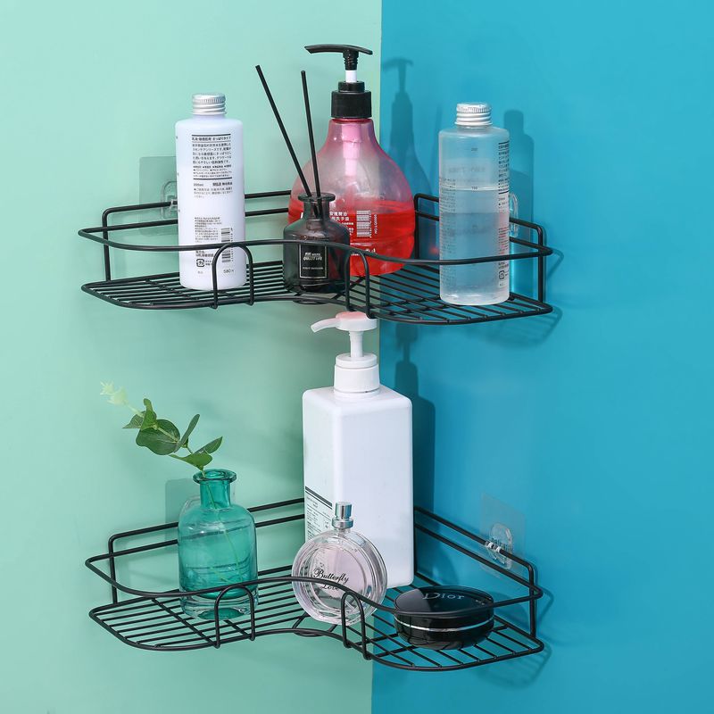 Dreieckiger Duschregal Badezimmer Ecke Badewanne Lagerhalter Home Organizer Rack - Schwarz