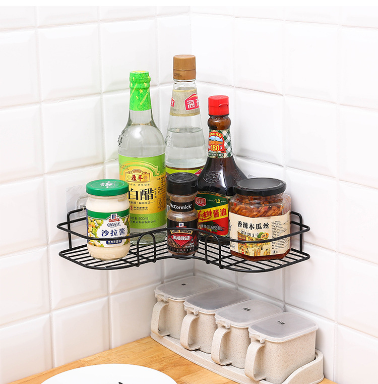 Estante De Ducha Triangular Baño Baño Bañera Bañera Tenedor De Almacenamiento Home Organizer Rack - Negro