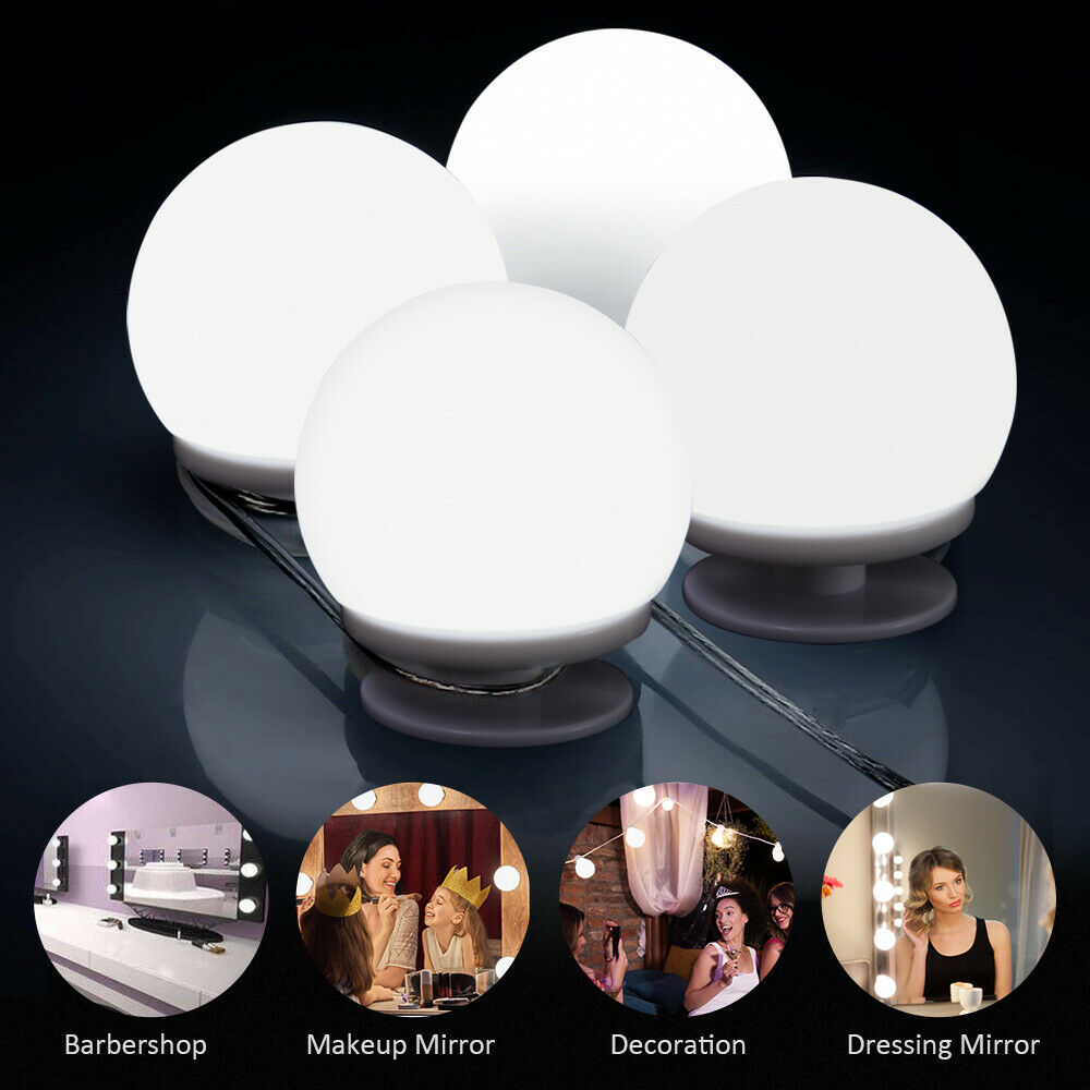 10 Led Hollywood Mirror Dimmable Limilable Kit Vanity USB Maquillor Luz