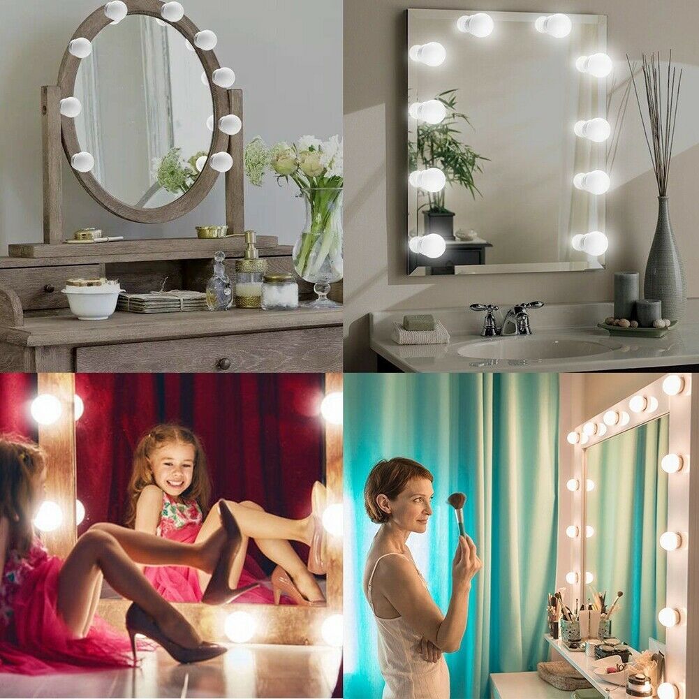 Miroir Hollywoodien à 10 Ans Kit D'ampoule Dimmable Vanité Vanité USB Makeup Mirror Light