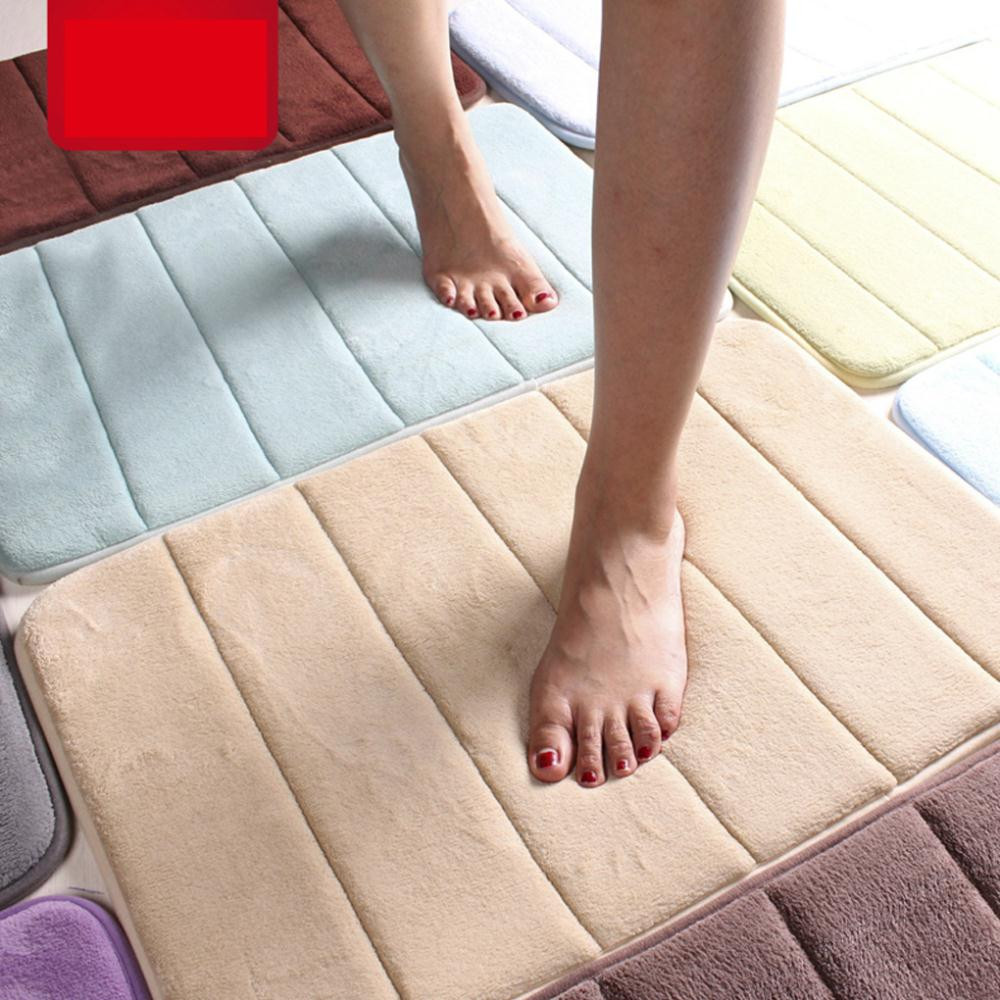 40 X 60 Cm Coral Terciopelo Memoria Espuma Suave Estera De Baño Antideslizante Alfombrilla De Baño Alfombra Alfombra - Rosa