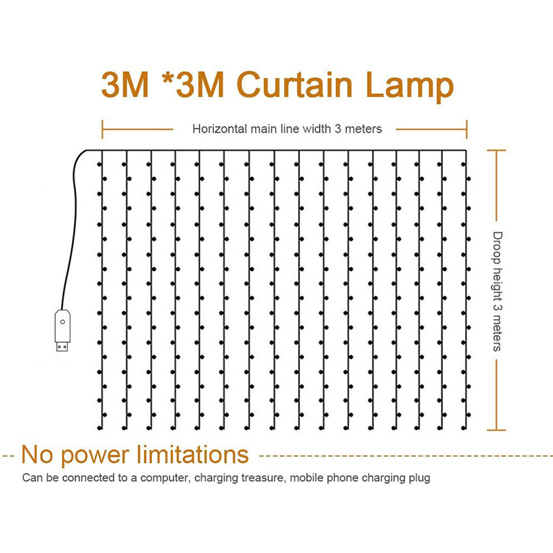 3m x 3m da 300 Luci a Corde Fate Decorazioni Per il Matrimonio di Natale - Multicolore