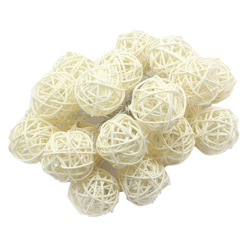 20 2,5m de 3 cm de Diâmetro Piscando LED Rattan Ball String Lights Festa Decorativa de Natal ao ar Livre - Branco