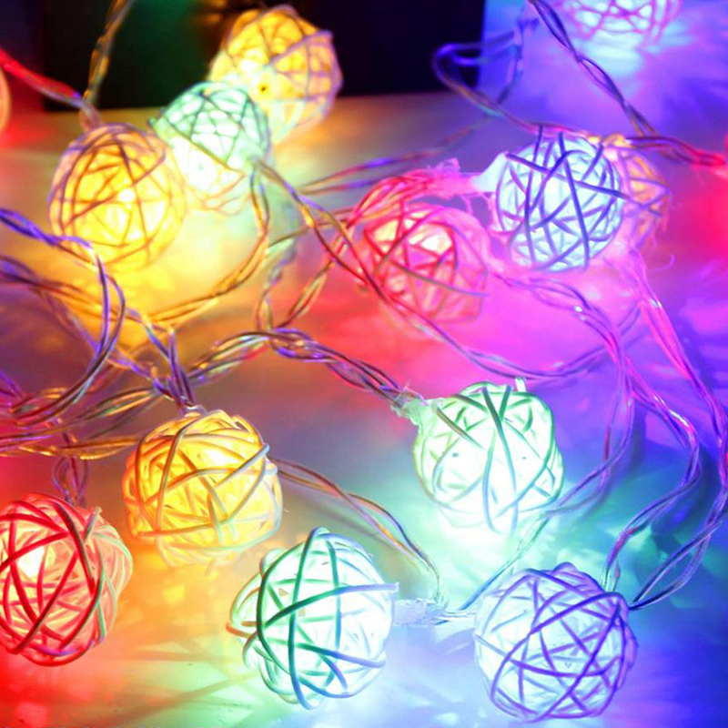 20 2,5m de 3 cm de Diâmetro Piscando LED Rattan Ball String Lights Festa Decorativa de Natal ao ar Livre - Branco