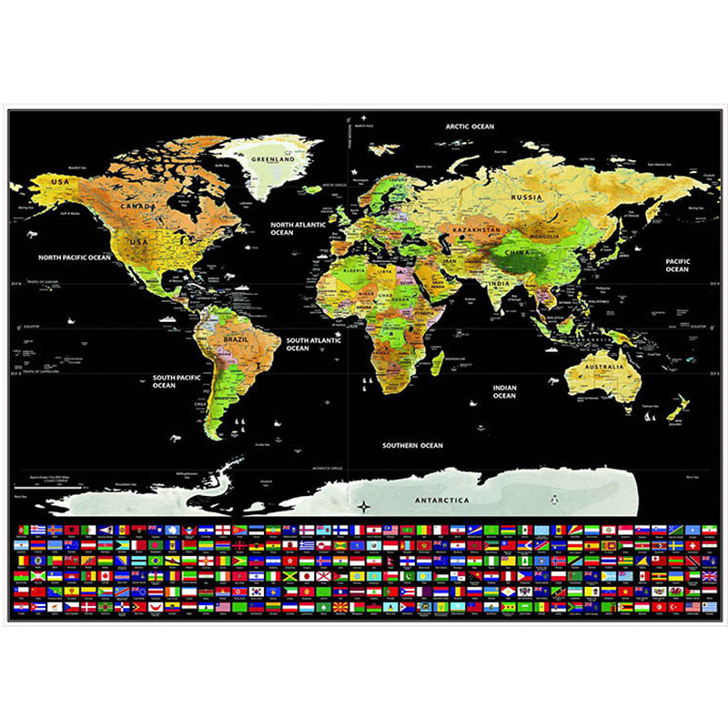 Poster Personalizado Do Mapa Do Mundo Poster De Deluxe Travel Tracker, Tamanho: 59,5 X 82.5cm