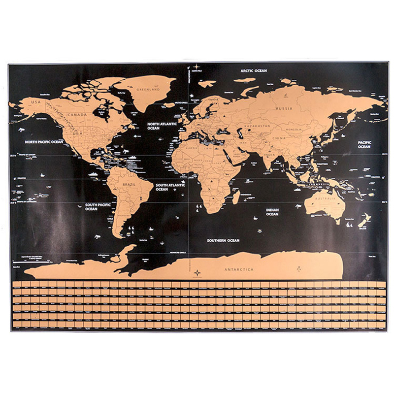 Personnalisé Carte Du Monde Poster Deluxe Travel Travel Tracker, Taille: 59.5 X 82.5cm