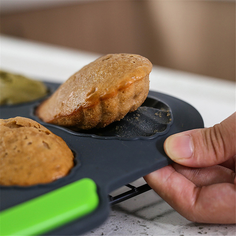 Non-Stick Silicone Madeleine Flows Pan 12 Отверстия Кекс Форма Для Пирога Торт Pan Saking Форма Форма Выпечка Инструмент - Темно-серый