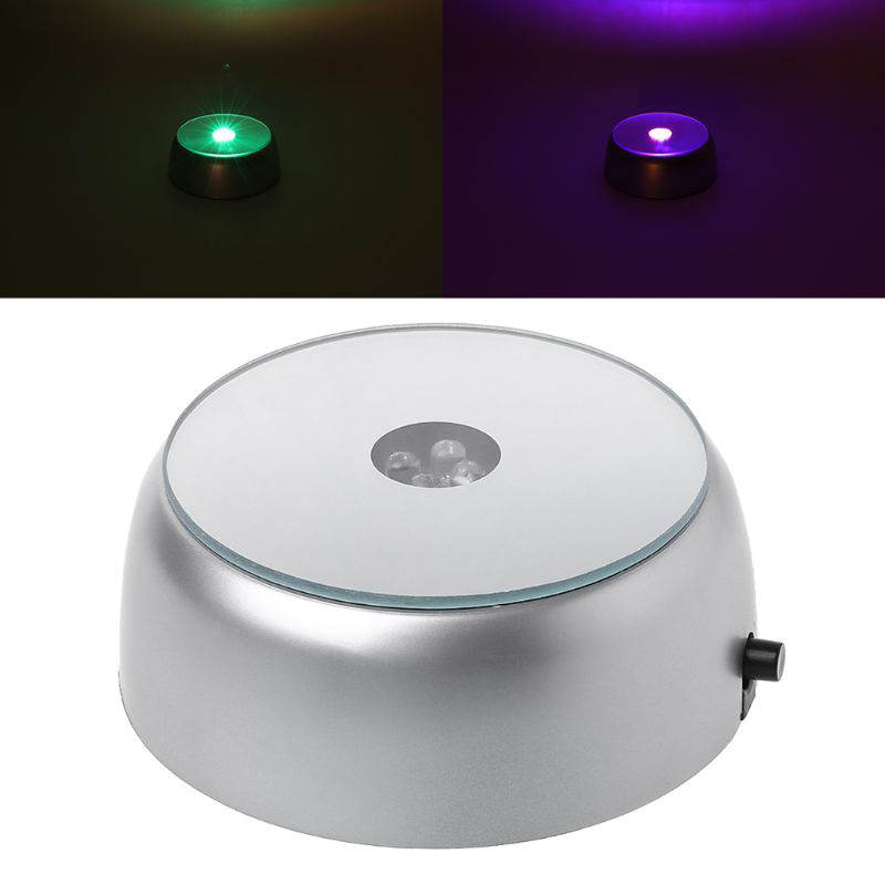 4 Led Base Luminosa Luce Crystal Glass Oggetti Trasparenti Visualizzazione Laser Colorful Round Stand Base - Luce Bianca