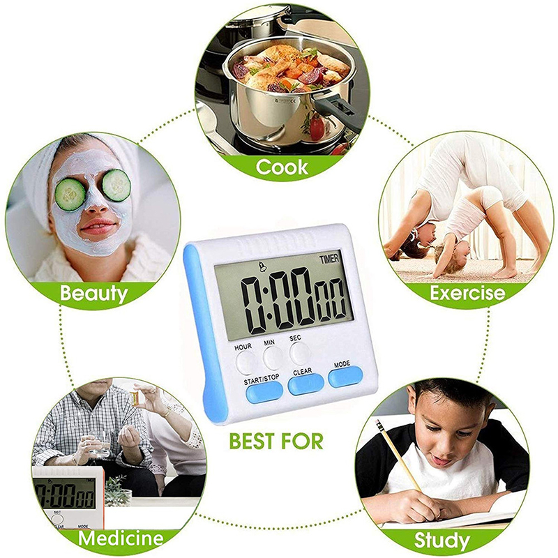 Temporizador de Cocina Digital LCD LCD Magnético Con un Fuerte Recuento de Alarmas & Reloj de Abajo 24 Horas Temporizador de Cocina - Azul