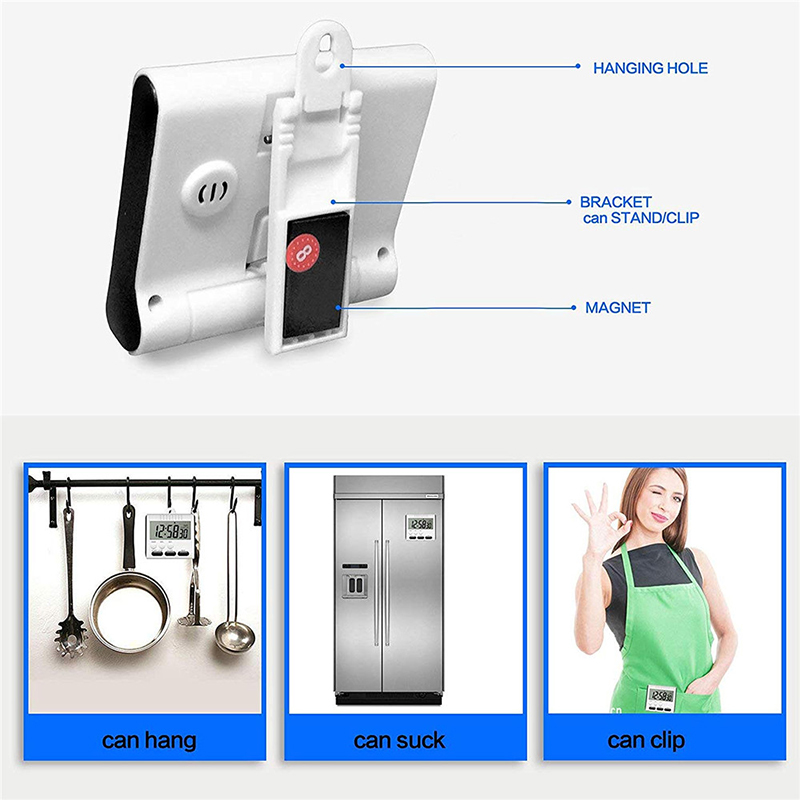 Magnetischer Großer LCD -digitalküchen -timer Mit Lautem Alarmanzahl Hoch & Down Clock 24 Stunden Küchentimer - Blau