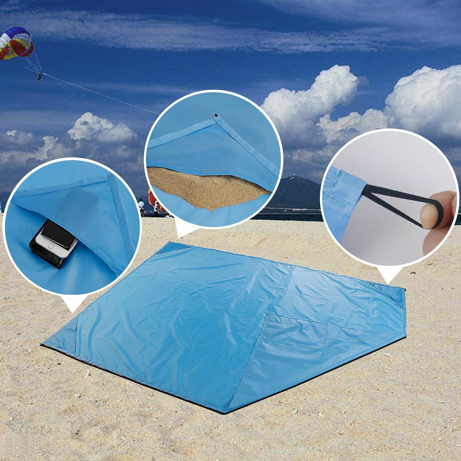 Manta de Picnic de Bolsillo al Aire Libre Mat de Playa Impermeable Para Campamento Arena de Viaje de Viaje Gratis 200x145cm - Verde