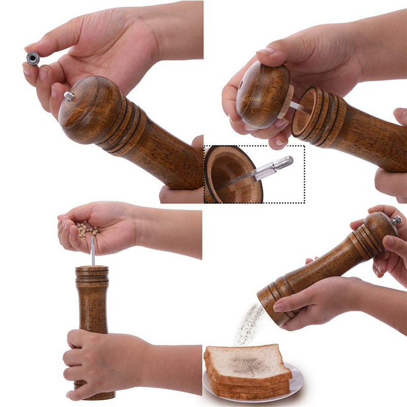 Moulin À Poivre En Bois Moulillard Manuel Meules De Poivre Sel Shakers Kit D'outils De Cuisine Multifonctionnelle Avec Rotor Réglable - 10 Pouces