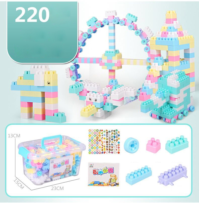 220 Pcs / Set Bebê Recém-nascido Educação Antecipada Plásticos Grandes Partículas Diy Blocos De Construção Criativos Blocos De Enigma