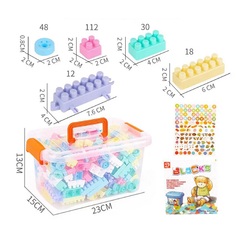 220 Pcs / Set Bebê Recém-nascido Educação Antecipada Plásticos Grandes Partículas Diy Blocos De Construção Criativos Blocos De Enigma