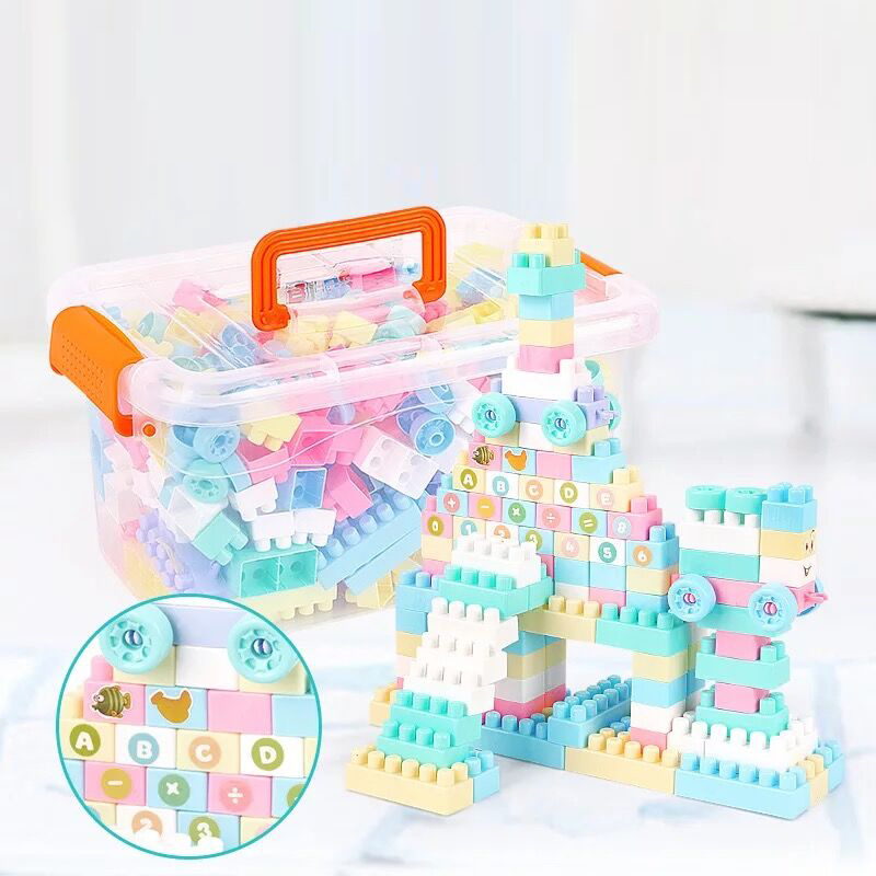 220 Pcs / Set Bebê Recém-nascido Educação Antecipada Plásticos Grandes Partículas Diy Blocos De Construção Criativos Blocos De Enigma