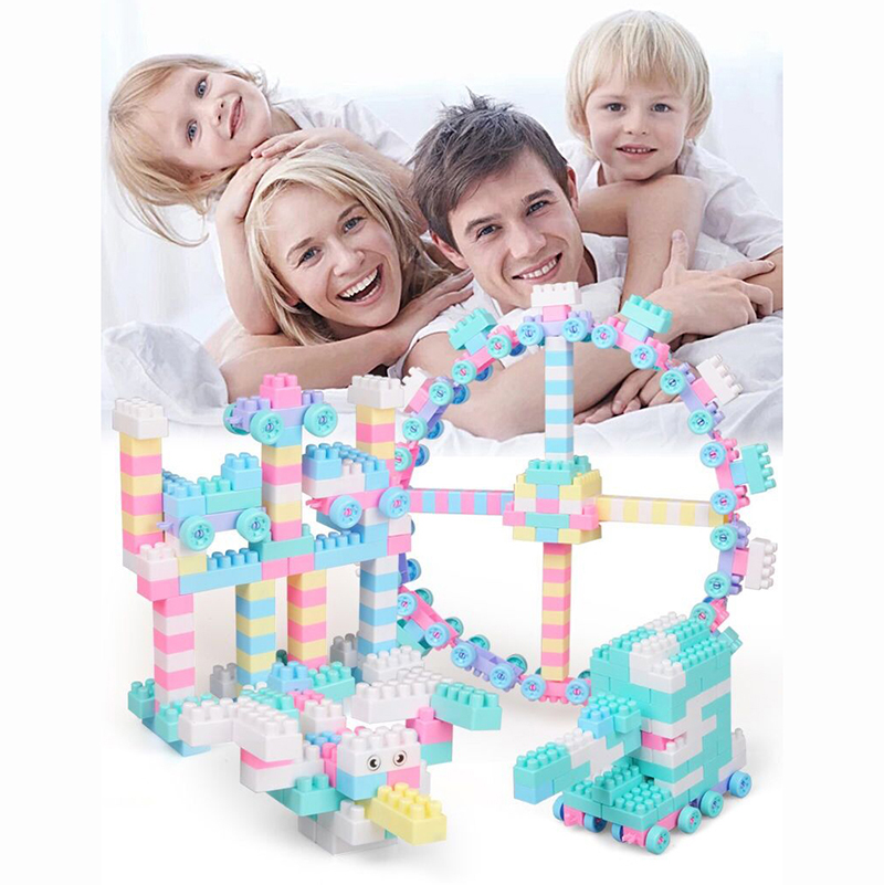 220pcs / Set Newborn Baby Educazione Precoce Materiale Plastica Grandi Particelle Diy Creative Building Blocks Puzzle Giocattoli