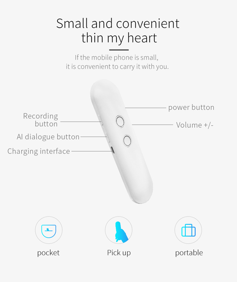 T4 Portable AI Intelligent Voice Translator Instant Echtzeit Bluetooth Drahtlose Sprachübersetzer - Schwarz