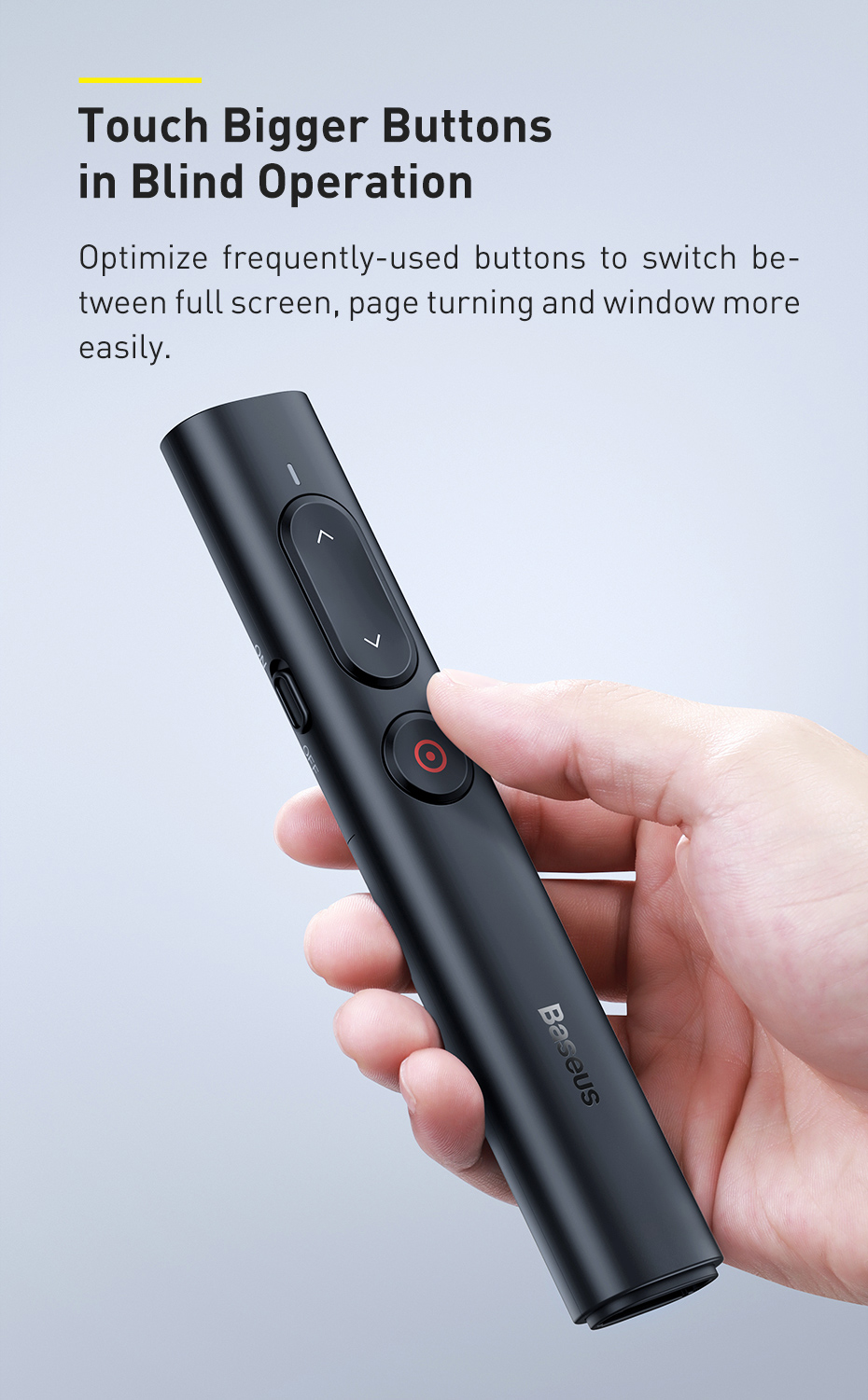 BASEUS D'orange Dot Présentateur Sans Fil Stylo Flip PPT (version Jeunesse) Avec Batterie AAA - Blanc-12
