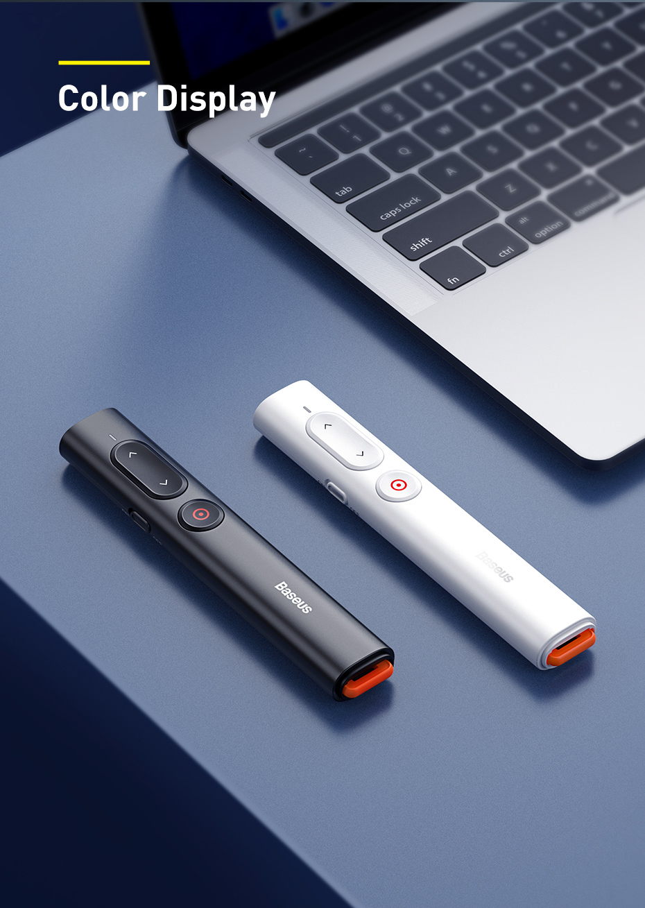 BASEUS D'orange Dot Présentateur Sans Fil Stylo Flip PPT (version Jeunesse) Avec Batterie AAA - Blanc-15