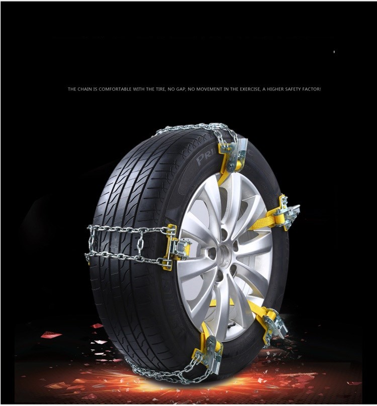 Anti-slip Car Snow Tire Chain Thickened Beef Tendon Auto Wheel Steel Chain - Size: M (Tire Width: 205-225mm)-5