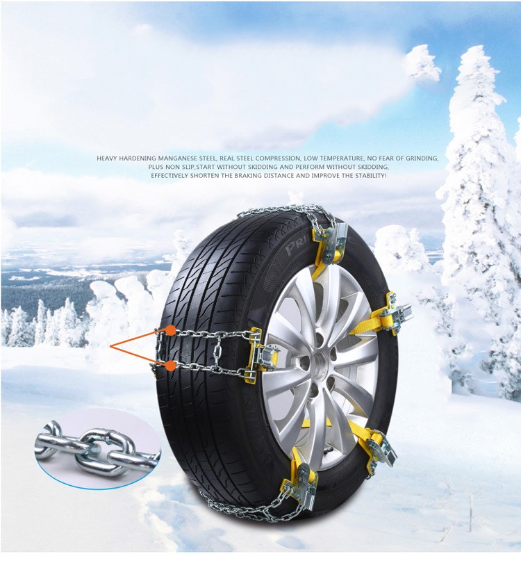 Anti-slip Car Snow Tire Chain Thickened Beef Tendon Auto Wheel Steel Chain - Size: M (Tire Width: 205-225mm)-9
