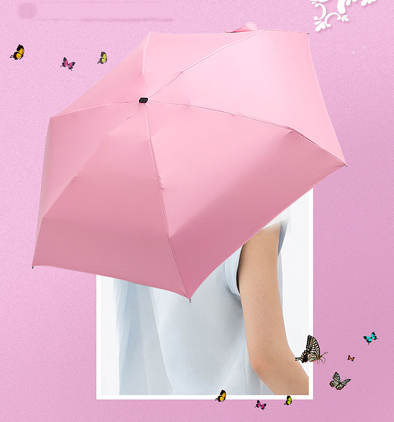 Mini Parapluie Étanche Portable Super Léger Avec Protection UV - Rose