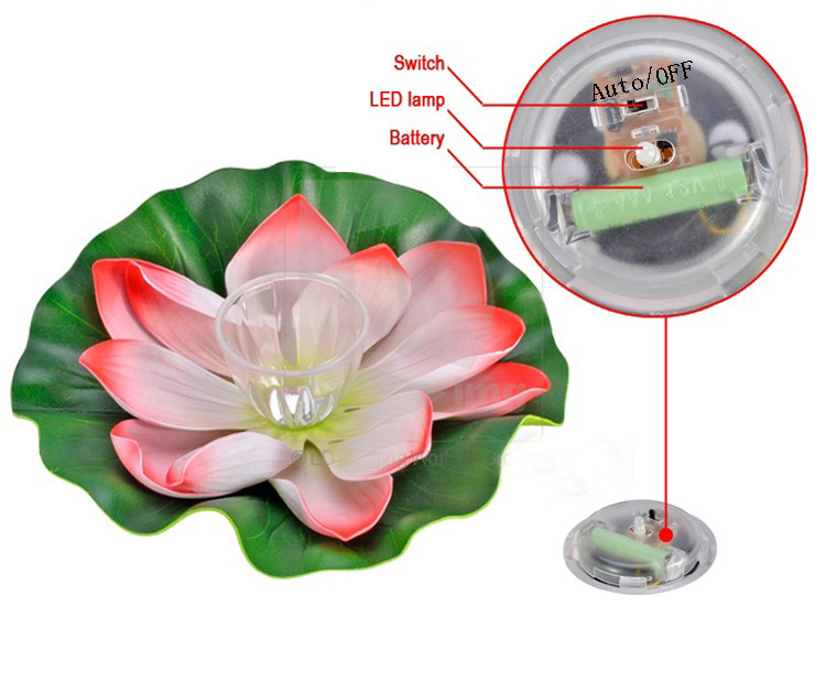 Solar Power LED -glühbirne Schwimmende Lotus Nachtlicht Blumenlampe Für Gartenpool -teich - Rosa