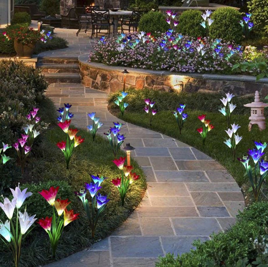 3pcs / Impostare la Farfalla Solare Farfalla Fiore Leggero Giardino Giglio Paesaggio Cortile Bianco Decorazione Lampada a Led - Farfalla