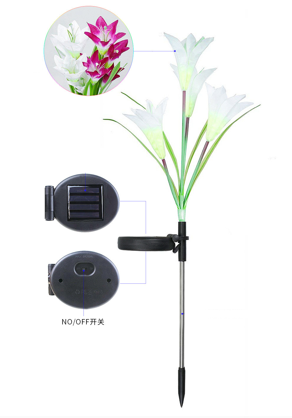 3pcs / Set Solar Power Butterfly Blume Light Garten Lily Landscape Yard Weiße LED Lampe Dekor - Schmetterling