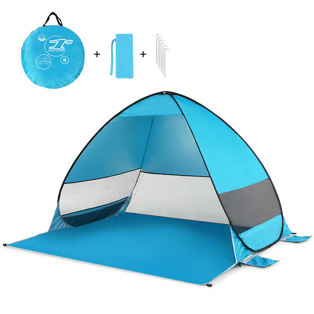 Carpa de Playa Pop Up Camping Automatic Camping Anti-UV Sun Shade - Naranja