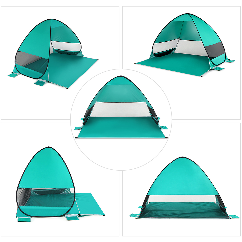 Tenda de Praia Pop Up Up Automático Tenda Aberta Acampamento Anti-UV Sun Shade - Laranja