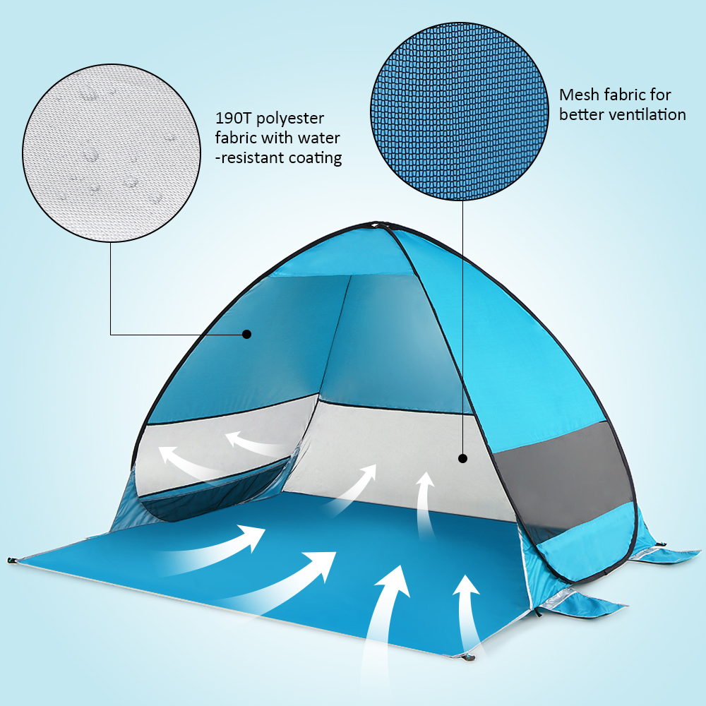 Tenda da Spiaggia Pop-up Automatic Tenda Open Camping Anti-UV Sun Shade - Arancia